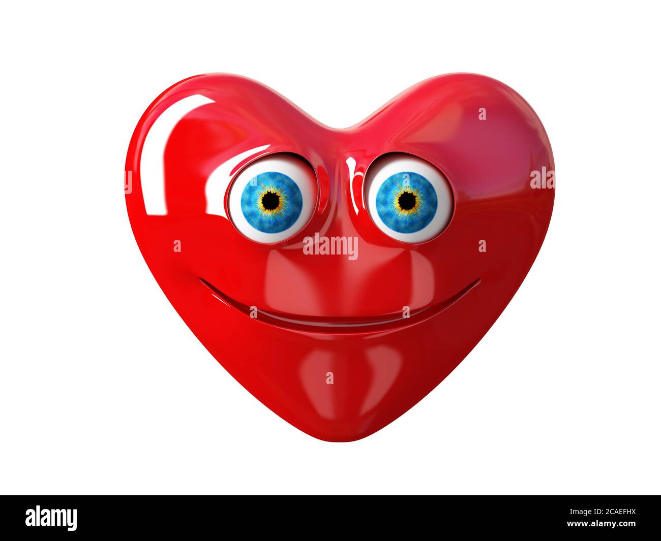 Valentine`s Tag Cartoon rotes Herz lächelnd und glücklich. Stockfoto